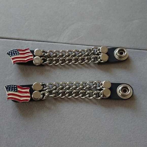 U.S.A Flag Motorcycle Vest Extender in Black - Picture 1 of 8